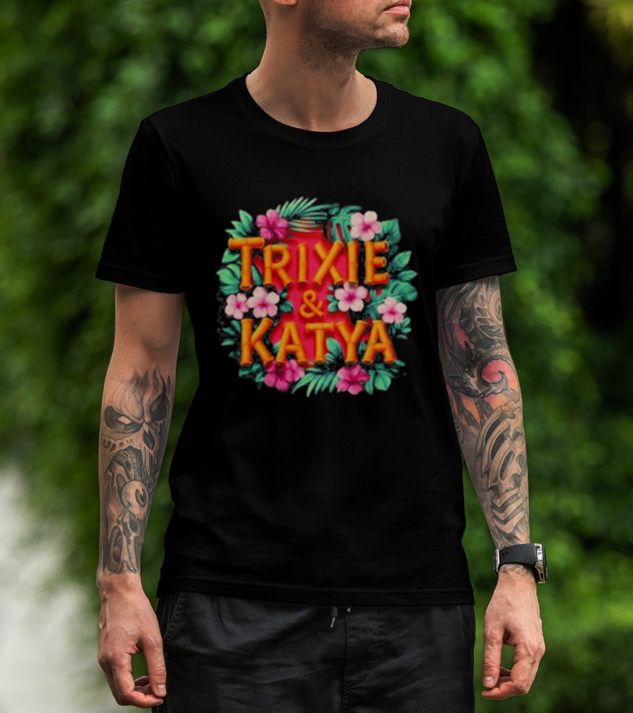 Trixie & Katya Tropical Floral Design Surfers T-Shirt