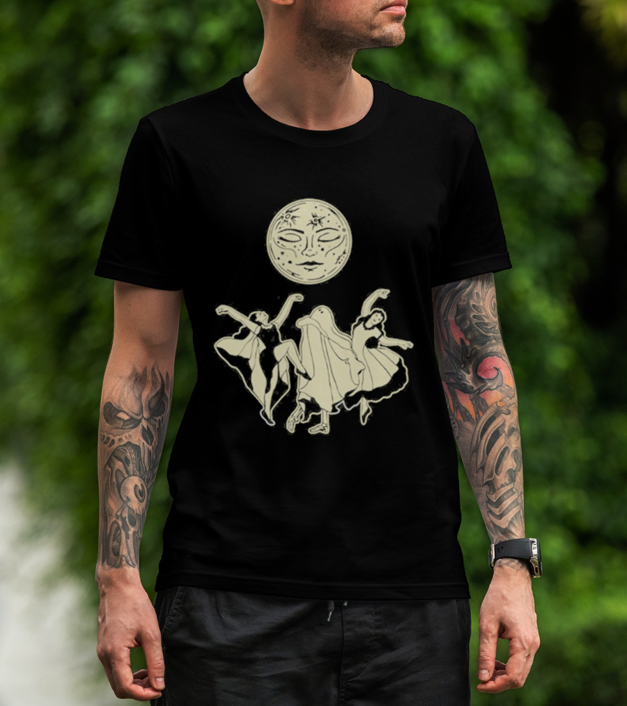 Two Girls Ghostly Dance Under Moon T-Shirt