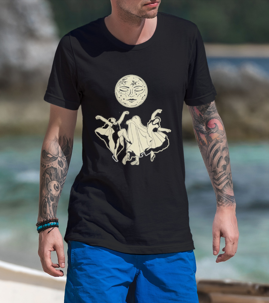 Two Girls Ghostly Dance Under Moon T-Shirt
