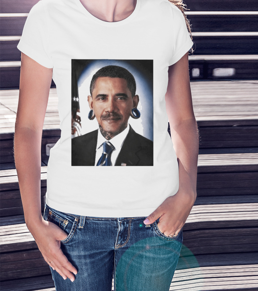 Obama President Political Fashion With Tattoos And Futuristic T-Shirt