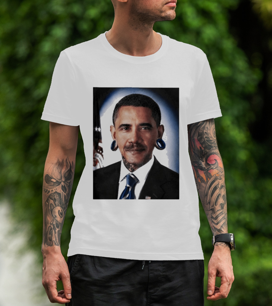 Obama President Political Fashion With Tattoos And Futuristic T-Shirt