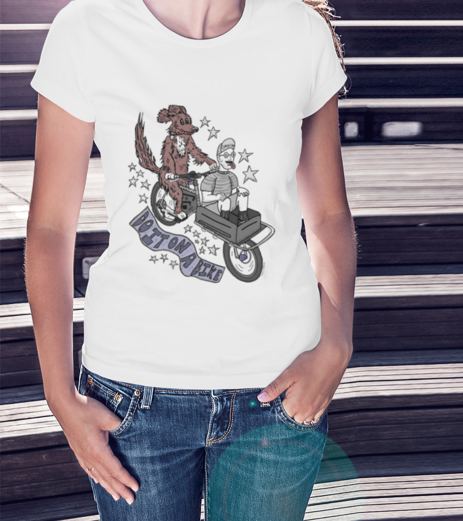 Original Dog On A Bike Omnium Cycling Matt Crank Free And High Stars T-Shirt