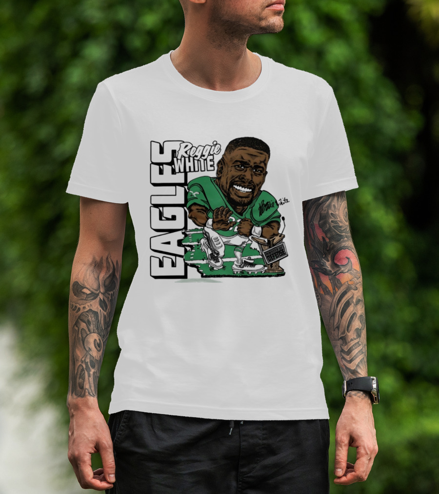 Reggie White Philadelphia Eagles Caricature Art NFL Legendary Player T-Shirt