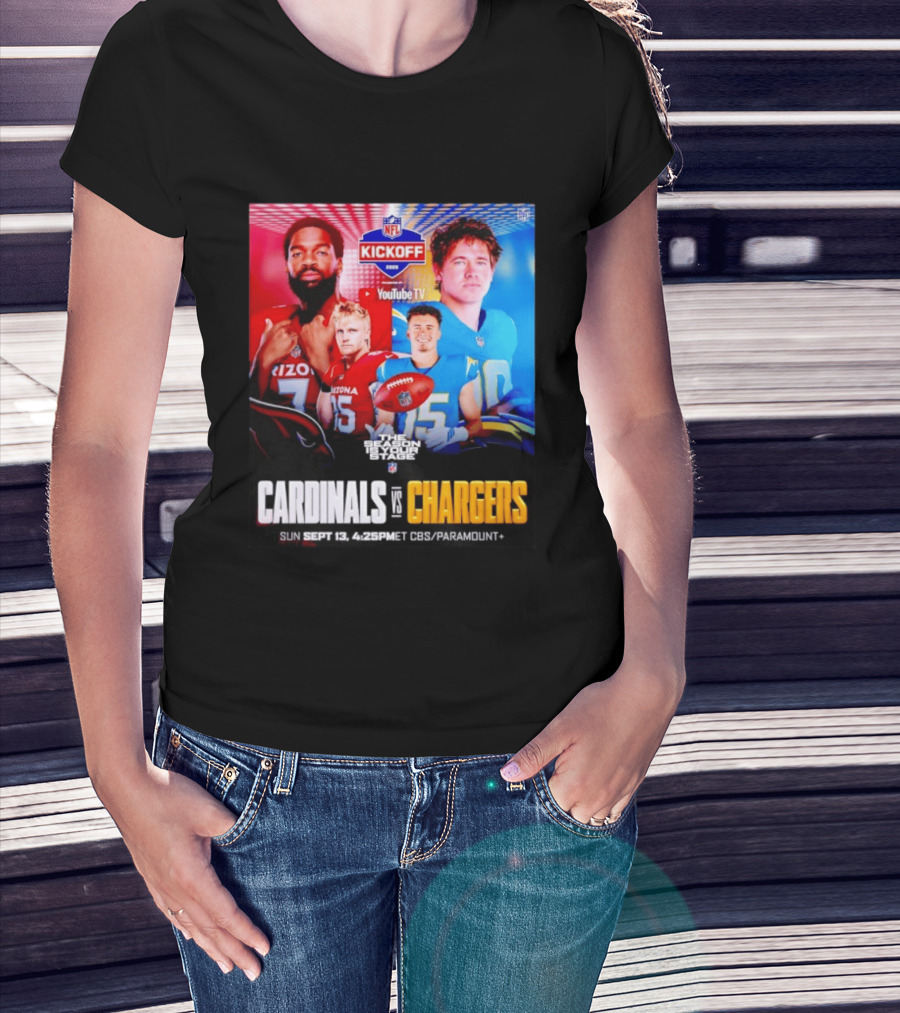 Cardinals Vs Chargers NFL Kickoff 2026 YouTube TV CBS Paramount September 13 T-Shirt