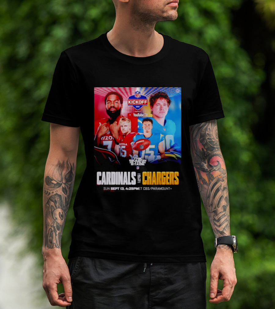 Cardinals Vs Chargers NFL Kickoff 2026 YouTube TV CBS Paramount September 13 T-Shirt