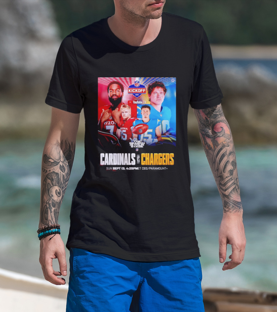 Cardinals Vs Chargers NFL Kickoff 2026 YouTube TV CBS Paramount September 13 T-Shirt