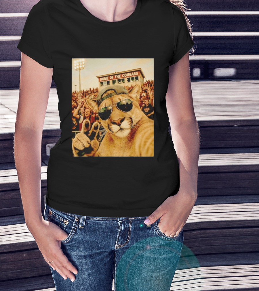 Cougar Selfie Home Of The Cougars Game Day Crowd T-Shirt