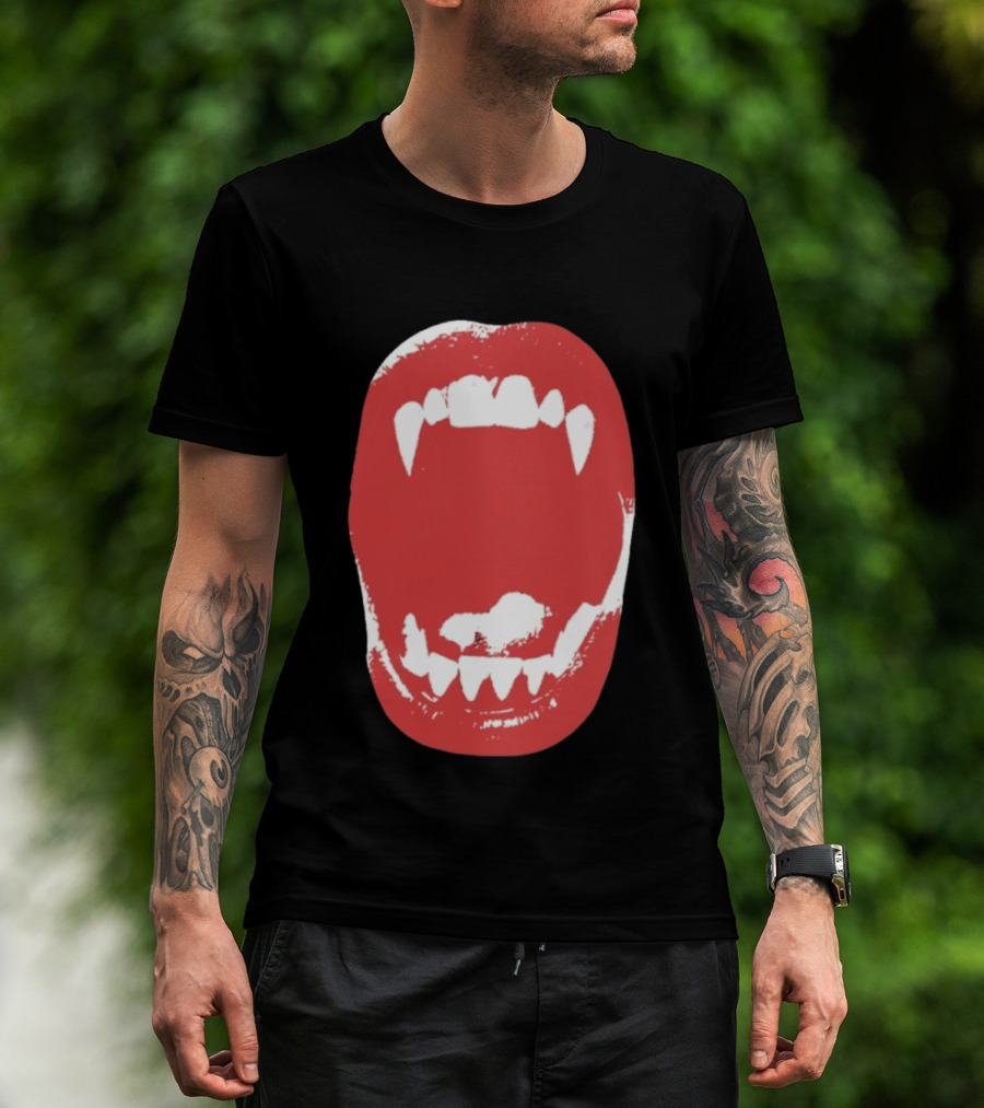 Vampire Fangs Open Mouth Red T-Shirt