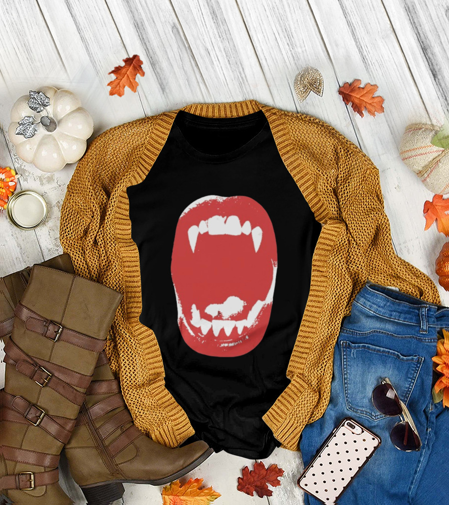 Vampire Fangs Open Mouth Red T-Shirt