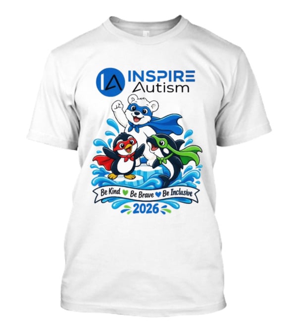 Inspire Autism Hero Walk 2026 Be Kind Brave Inclusive T-Shirt