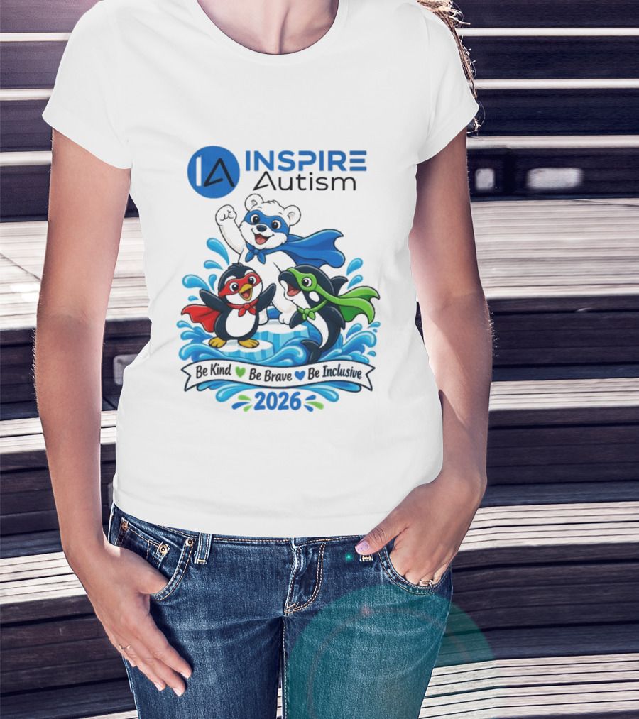 Inspire Autism Hero Walk 2026 Be Kind Brave Inclusive T-Shirt