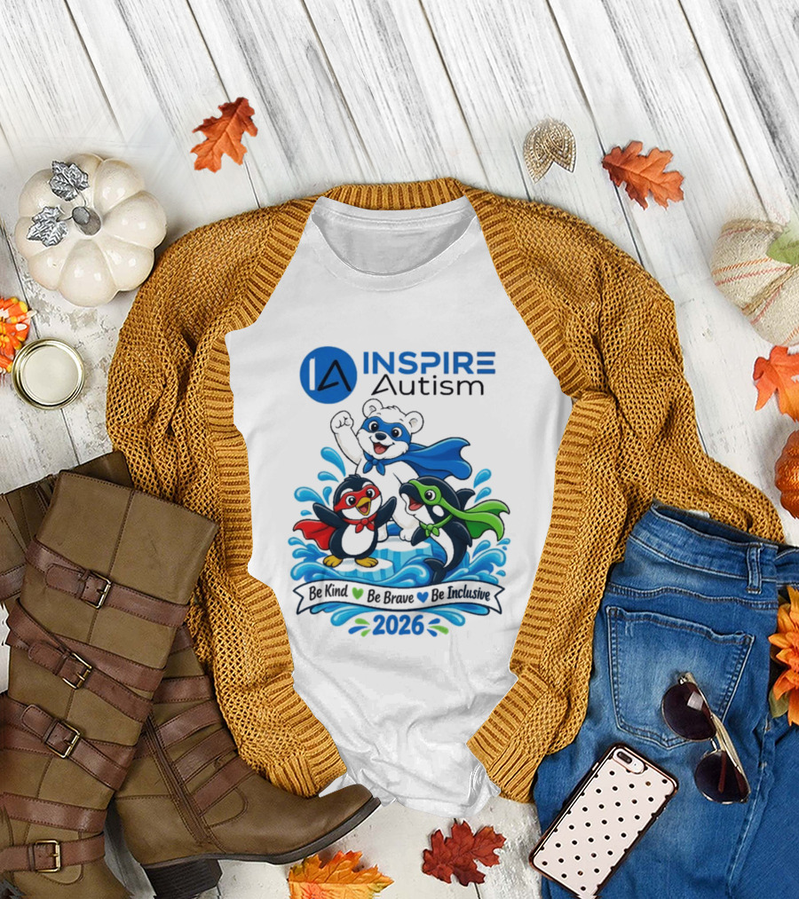 Inspire Autism Hero Walk 2026 Be Kind Brave Inclusive T-Shirt