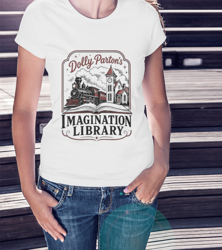 Dolly Parton's Imagination Library Train And Tower Scene T-Shirt