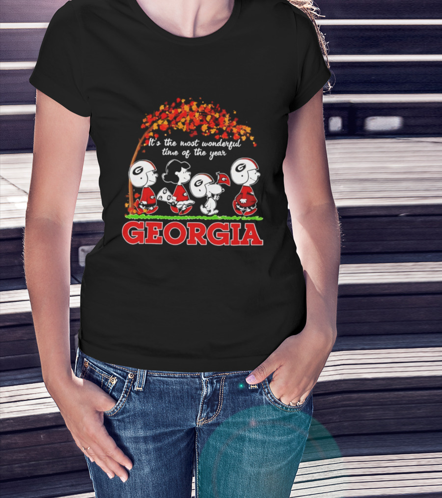 Peanuts Georgia Bulldogs Fall Halloween It's The Most Wonderful Time Of The Year T-Shirt