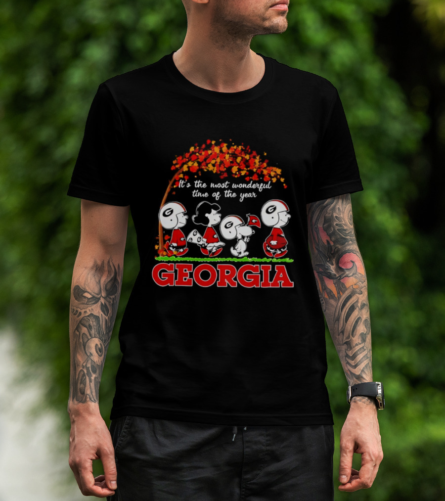 Peanuts Georgia Bulldogs Fall Halloween It's The Most Wonderful Time Of The Year T-Shirt