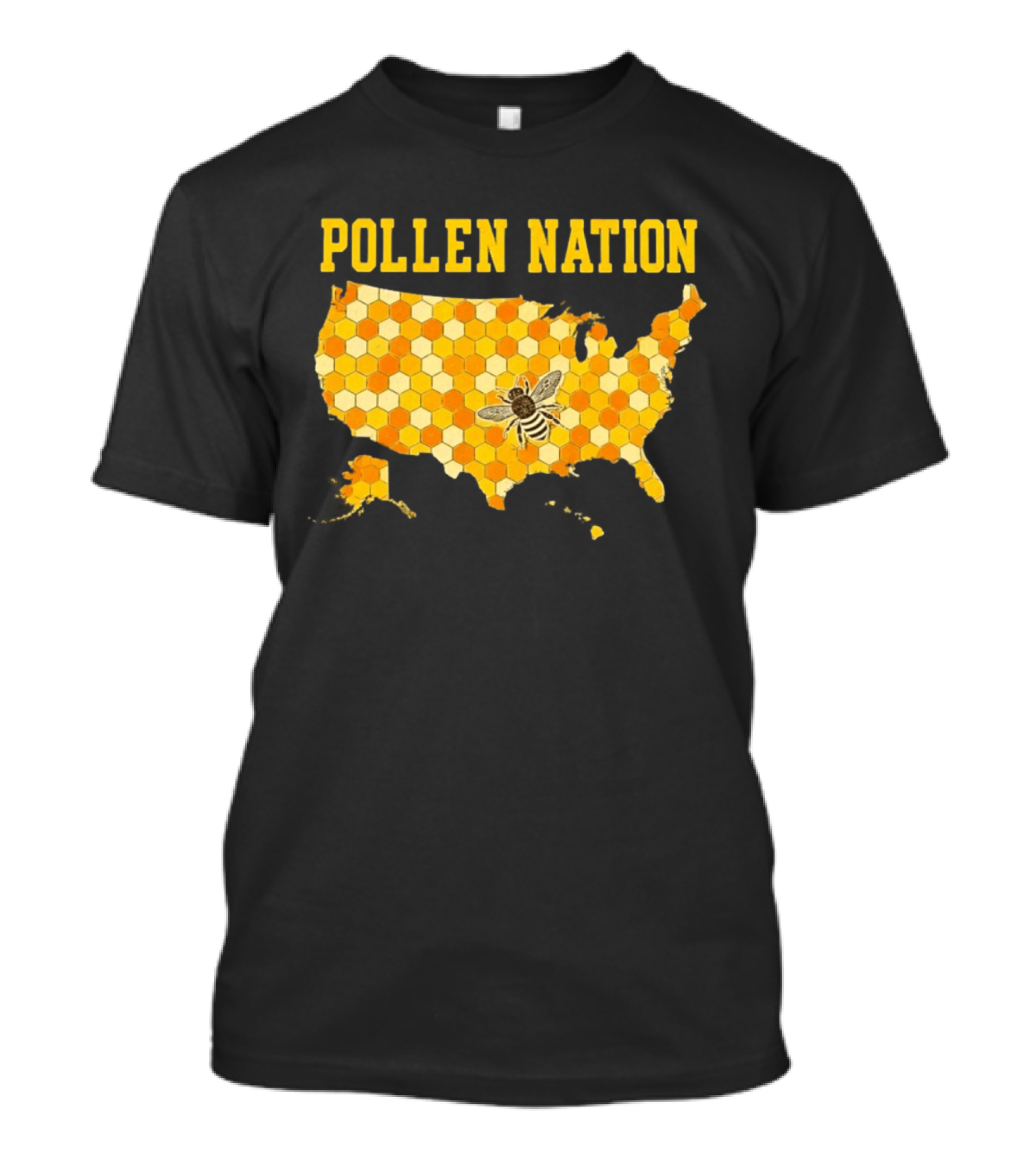 Pollen Nation USA Honeycomb Map Bee T-Shirt
