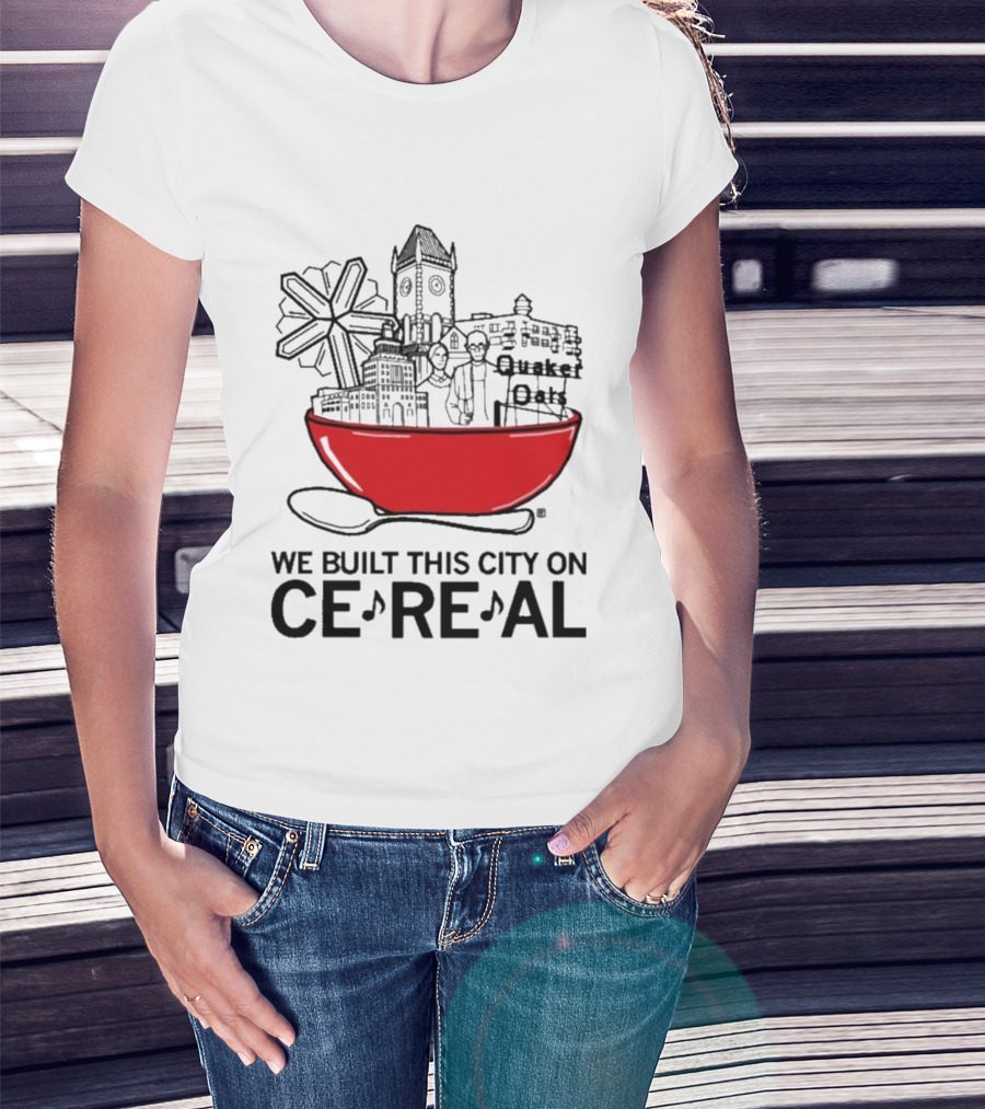 We Built This City On Ce Re Al Red Bowl Skyline T-Shirt