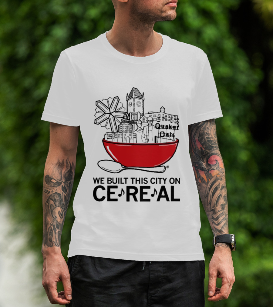 We Built This City On Ce Re Al Red Bowl Skyline T-Shirt