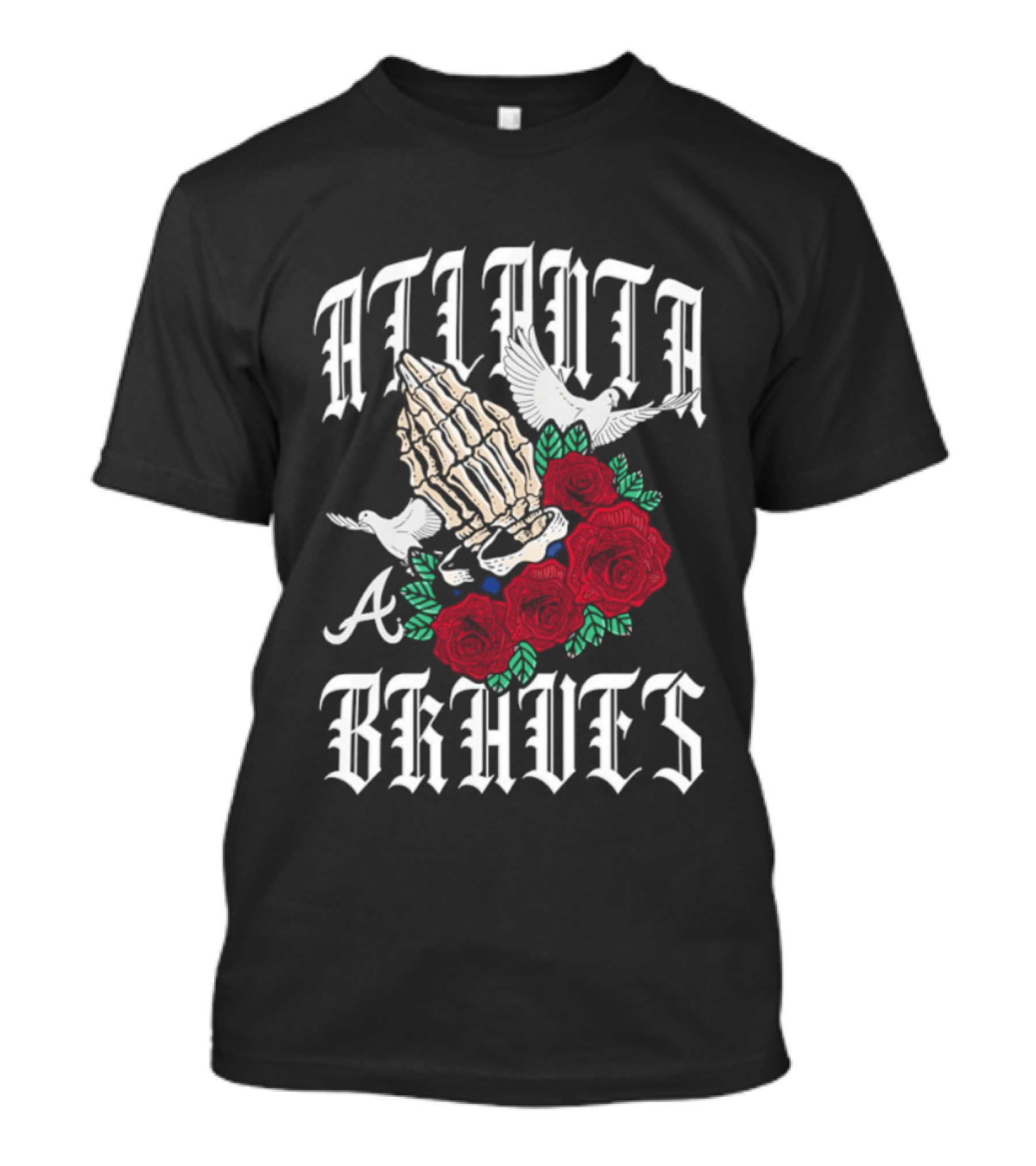Atlanta Braves Gothic Bloom Praying Hands Halloween Roses 2026 T-Shirt