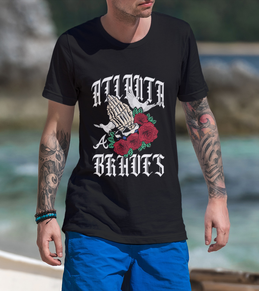 Atlanta Braves Gothic Bloom Praying Hands Halloween Roses 2026 T-Shirt