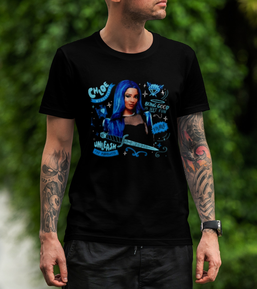 Chloe Wonderland Being Good Is Not Fun Unleash The Darkness Bold Blue Fantasy T-Shirt