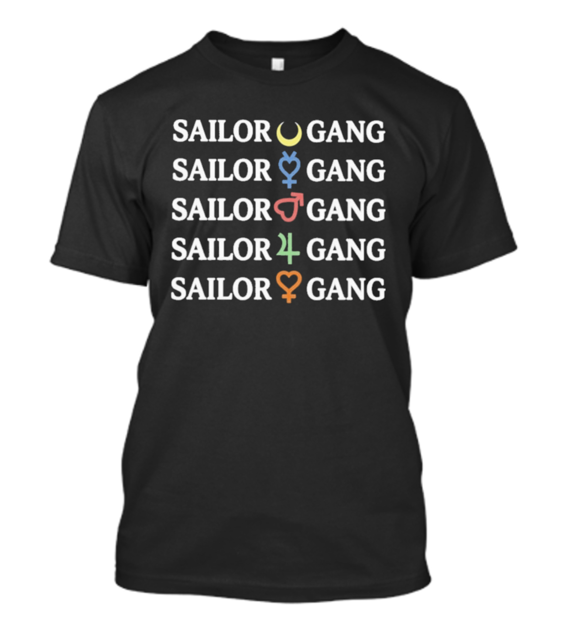Sailor Moon Symbols Gang Moon Heart Planet Signs T-Shirt