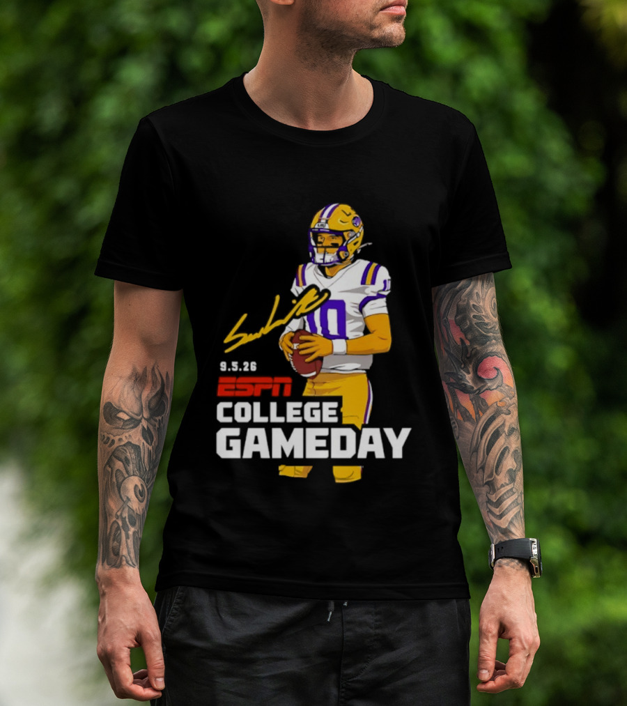 Sam Leavitt 9 3 26 ESPN College Gameday LSU Tigers Football T-Shirt