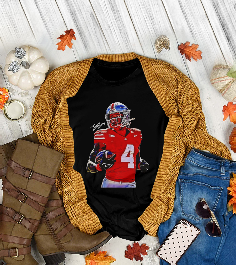 Jeremiah Smith Ohio State Buckeyes Football Number 4 T-Shirt