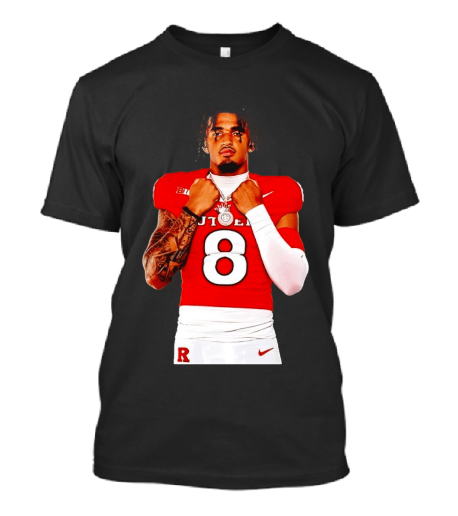 KJ Duff Rutgers Scarlet Knights Football Number 8 NCAA Moment T-Shirt
