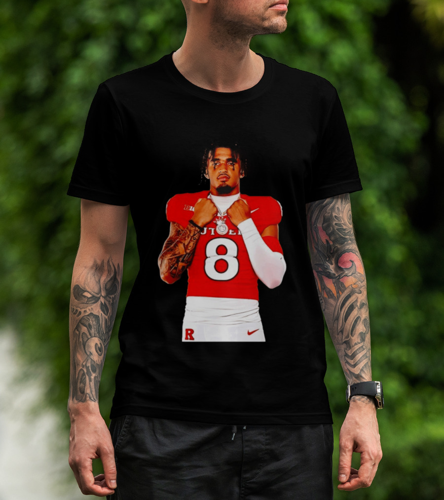 KJ Duff Rutgers Scarlet Knights Football Number 8 NCAA Moment T-Shirt