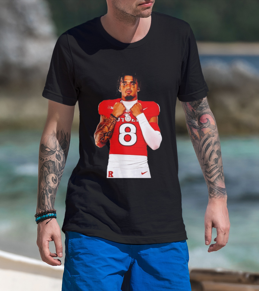 KJ Duff Rutgers Scarlet Knights Football Number 8 NCAA Moment T-Shirt