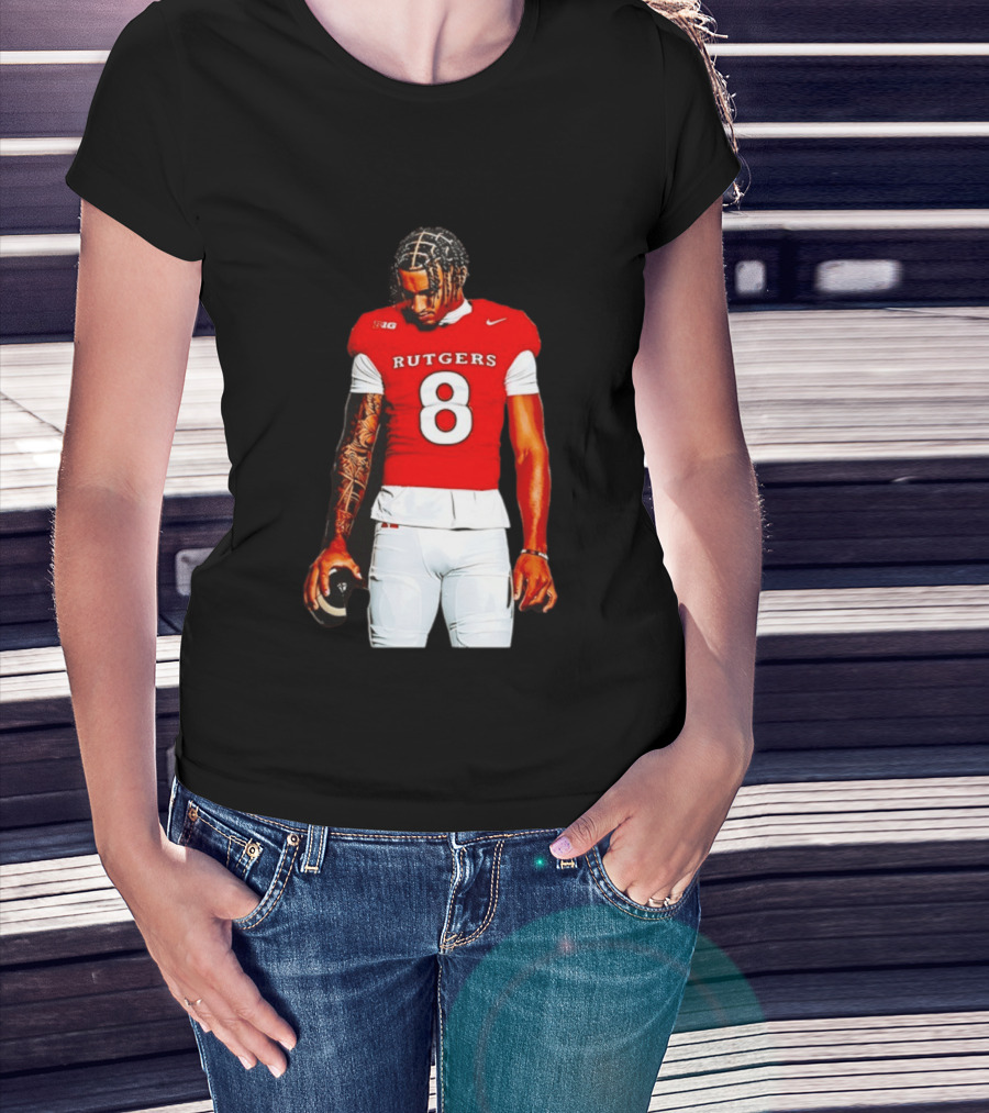 KJ Duff Number 8 Rutgers Scarlet Knights NCAA Football Player Nike Jersey T-Shirt