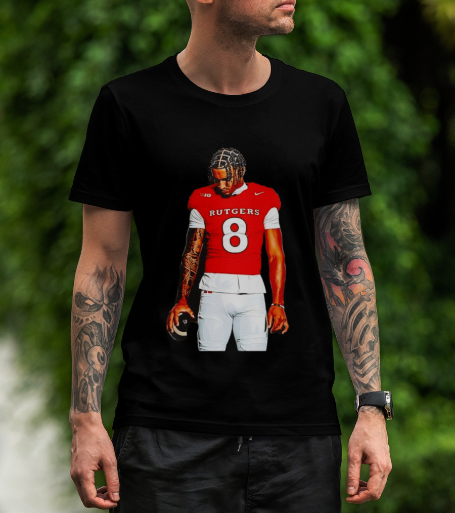 KJ Duff Number 8 Rutgers Scarlet Knights NCAA Football Player Nike Jersey T-Shirt