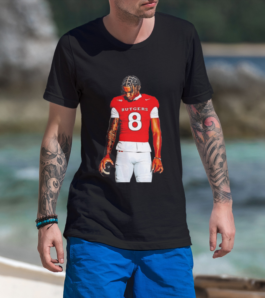 KJ Duff Number 8 Rutgers Scarlet Knights NCAA Football Player Nike Jersey T-Shirt