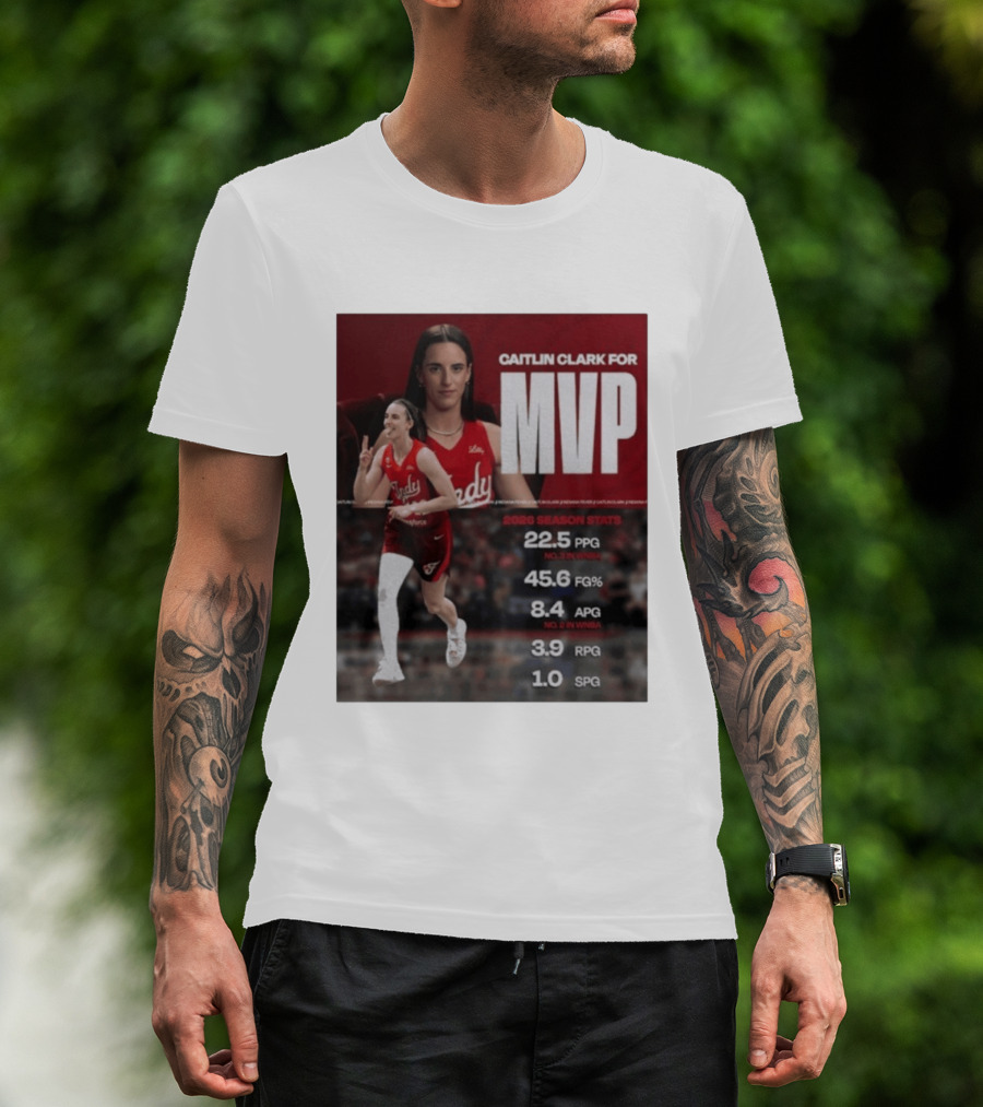 Caitlin Clark For MVP 2026 Stats 22.5 PPG 45.6 FG% 8.4 APG 3.9 RPG 1.0 SPG T-Shirt
