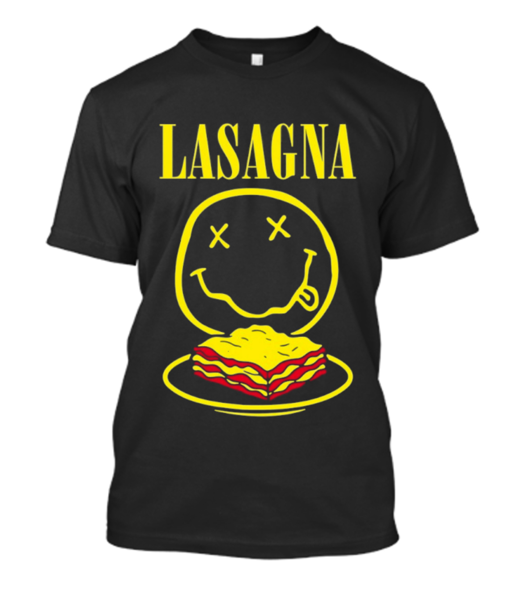 Lasagna Smiley Face Grunge Band Nirvana T-Shirt