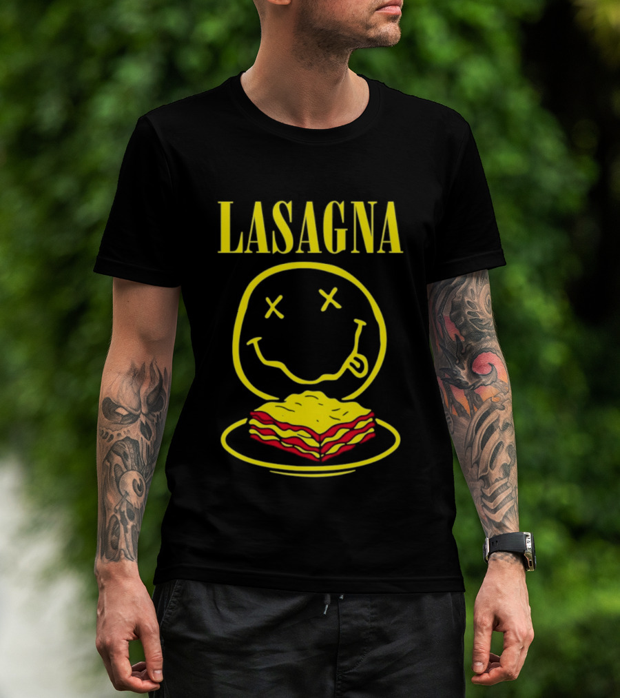 Lasagna Smiley Face Grunge Band Nirvana T-Shirt