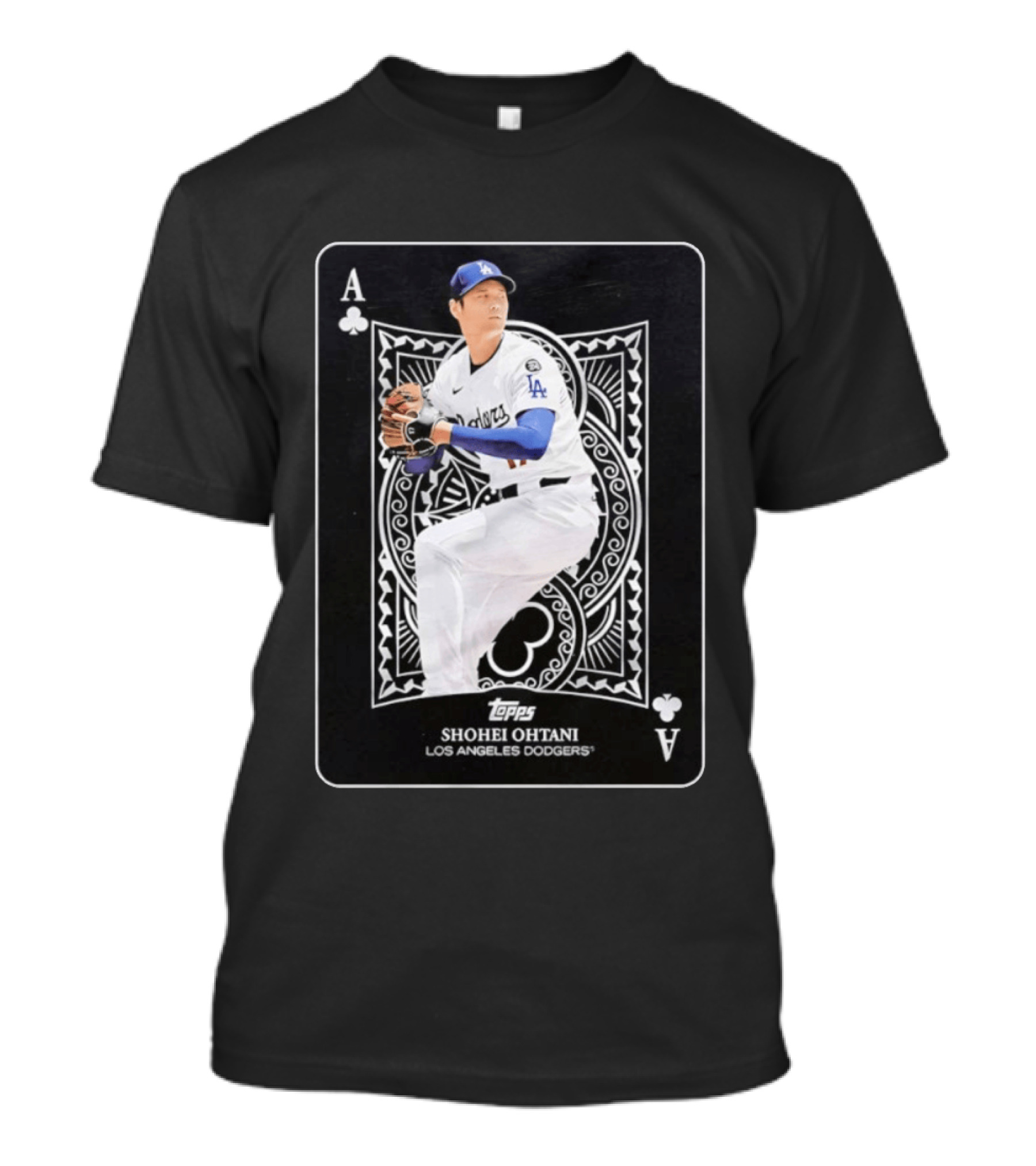 Los Angeles Dodgers Shohei Ohtani Topps Ace Of Clubs T-Shirt
