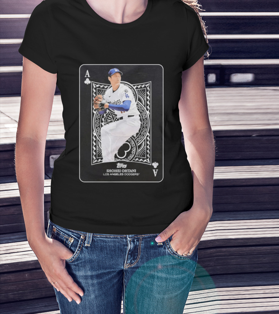 Los Angeles Dodgers Shohei Ohtani Topps Ace Of Clubs T-Shirt