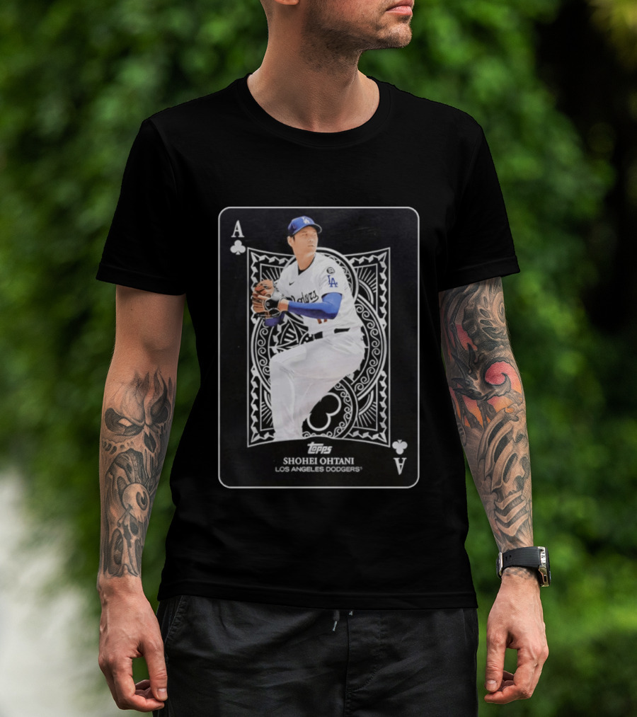 Los Angeles Dodgers Shohei Ohtani Topps Ace Of Clubs T-Shirt