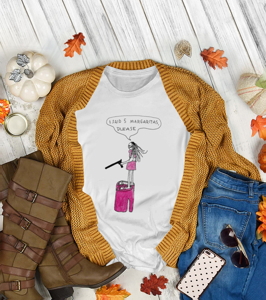 I Said 5 Margaritas Please Funny Stick Figure Woman On Chair T-Shirt