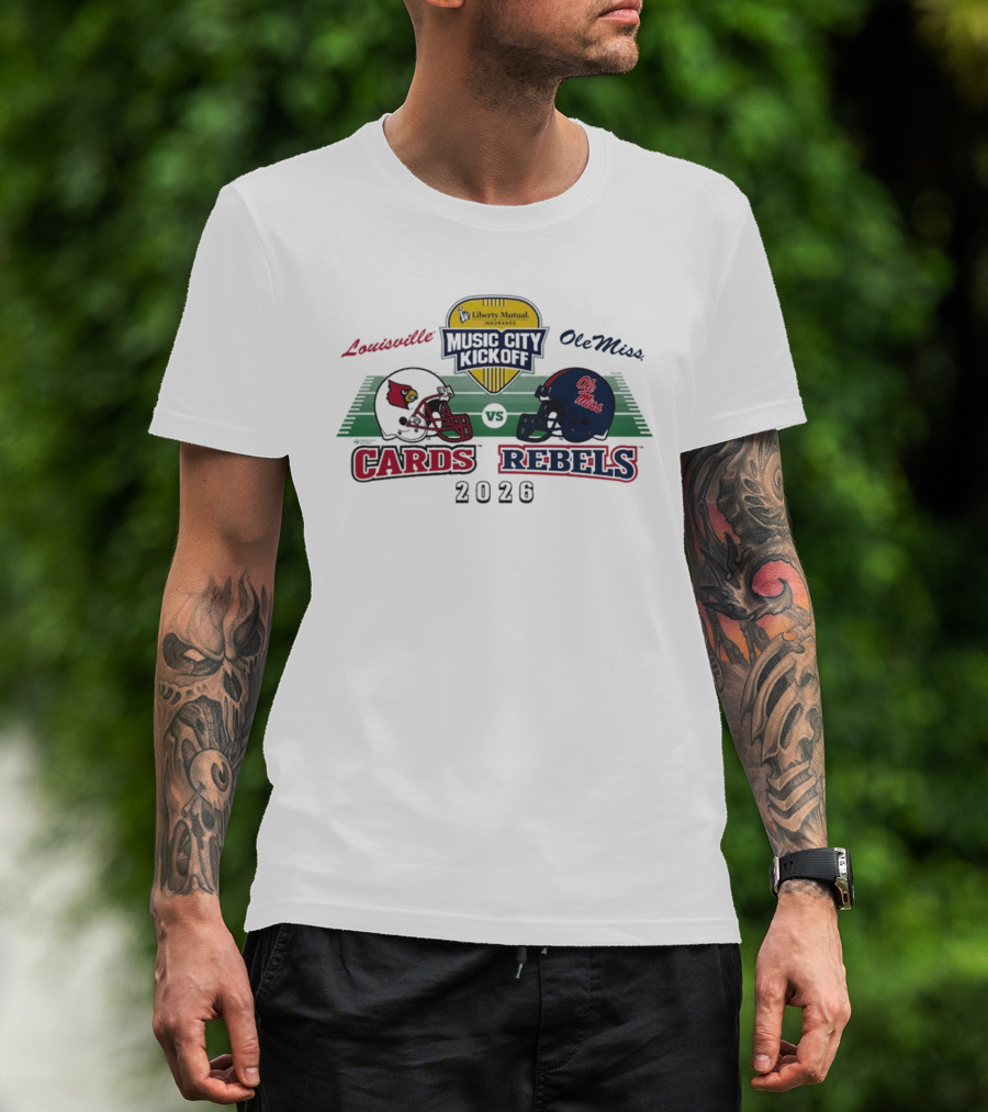 Liberty Mutual Music City Kickoff 2026 Louisville Cardinals Vs Ole Miss Rebels Matchup T-Shirt