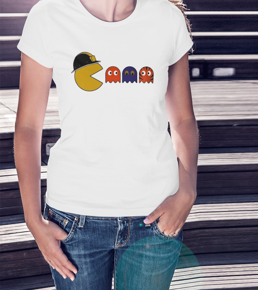 Pacman Hard Hat Ghosts Retro Gaming T-Shirt