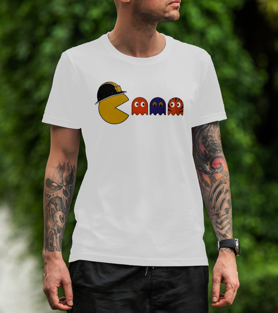 Pacman Hard Hat Ghosts Retro Gaming T-Shirt