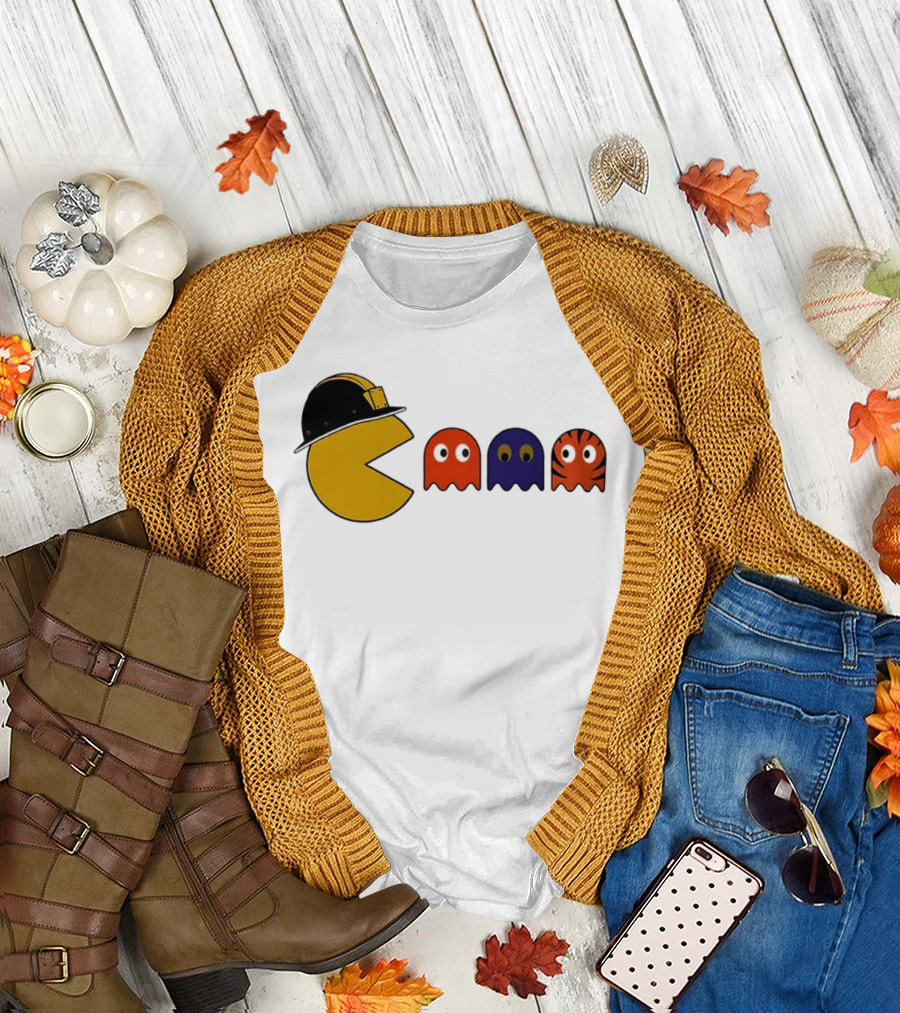 Pacman Hard Hat Ghosts Retro Gaming T-Shirt