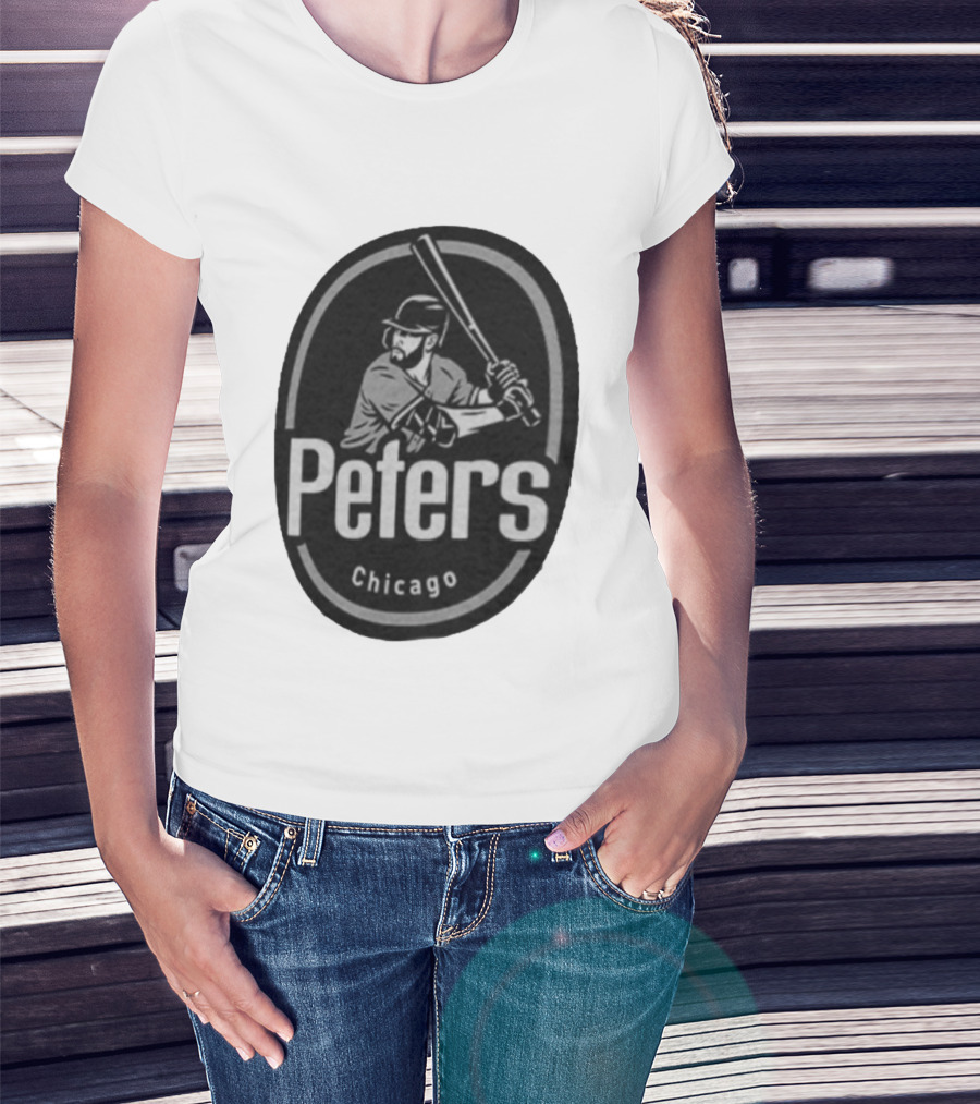 Peters Chicago Baseball Player Illustration White Sox T-Shirt