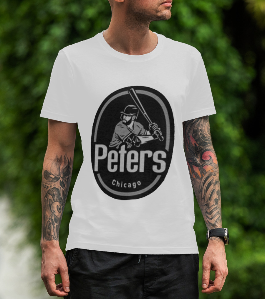 Peters Chicago Baseball Player Illustration White Sox T-Shirt