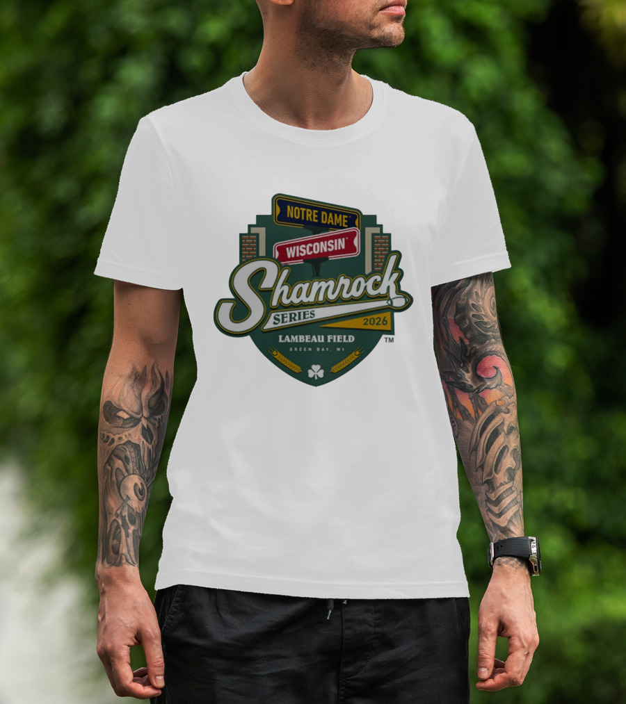 Notre Dame Wisconsin Shamrock Series 2026 Lambeau Field Green Bay WI T-Shirt