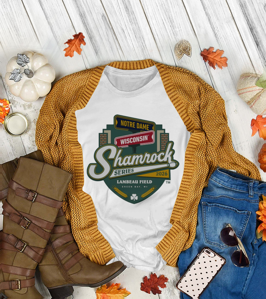 Notre Dame Wisconsin Shamrock Series 2026 Lambeau Field Green Bay WI T-Shirt
