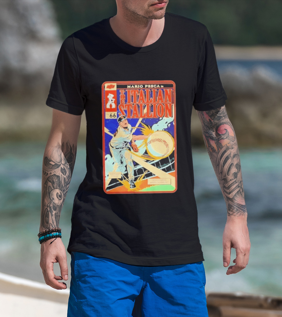 Mario Pesca The Italian Stallion Comic No 66 Oklahoma State Cowboys Baseball T-Shirt
